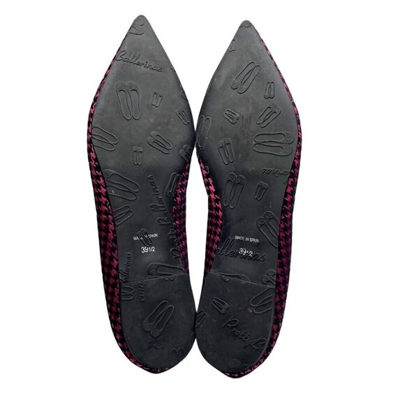 PRETTY BALLERINA ELLA BLACK FUCHSIA PINK HOUNDSTOOTH FLAT SHOES - 9,5 - Picture 5 of 9